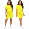 Dames Two Piece Biker Shorts Sets T-shirts Top Biker Shorts Jogger 2 Stuk Set Casual Active Tracksuit Outfit X0428