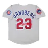 Maglia da strada grigia personalizzata Ryne Sandberg 1993 cucita con toppa della squadra aggiungi nome numero maglia da baseball