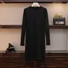 Conjunto de vestido de malla de mujer de oficina de lujo de otoño e invierno de talla grande conjunto elegante ajustado de dos piezas con cinturón para mujer Y1006
