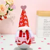 Party Supplies Valentines Day Faceless Doll Ornament Nordic Gnome Love Printed Knitted Hat Standing Tumbler Shape Plush Doll Kid Toy Decor