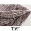 Женщины Винтаж Стильные Houndstooth Tweed Шорты Мода Высокая Талия Боковые карманы Женские Короткими Брюки Повседневные Панталоны Mujer 210507