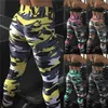 Kamuflaż Damskie dla Legginsa Graffiti Styl Slim Stretch Sporter Army Green Legginsy Deportes Spodnie 211014