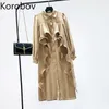 Korobov Vintage Solid Långärmad Kvinnor Klänning Koreanska StreetWear High Waist Dresses Sommar Ruffles Nya Vestidos 210430