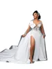 2022ヴィンテージアラビア語aso ebimermaid lace crystals wedding gowns illusion necksidsplit Split Detachable Train Overkirts Bridal Dresse2536