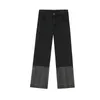 Iefb män färgblock patchwork jeans koreanska jeans man tvättar löst rakt denim byxor mode streetwear 9y5952 210524