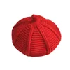 Berretti Cappelli Tessitura di lana rossa Berretti da bambina per bambini Berretto tinta unita per bebè per l'autunno inverno