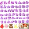 4 шт. / Установлена ​​плесень фиолетовый трехмерный нерегулярный пластиковый бисквитный печенье прессформы 3D родитель-ребенок DIY мультфильм печати набор выпечки 50sets