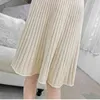 Spring Solid Bottom Sweater Women Sleeve O Neck Thick Slim Knitted Female A-line Medium and Long Dress 210416