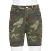 Hög midja kamouflage shorts för tjejer sommar kvinnokläder mode kvinnlig hajuku fitness stretch shorts streetwear 210415