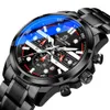 Cross-border Source Blue Light Waterproof Watch Men's Sports Multi-function Stainless Steel Brand Quartz Hine