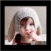 Kepsar hattar tillbehör baby moderskap dropp leverans 2021 vinter baby toddler barn pojke flicka kanin virka öra ull varm stickad beanie hatt t