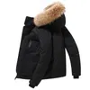 Men's Down Parkas Men Men Casual Capuz Casa de inverno macho macaco quente e quente colarinho de peles largo térmico à prova de vento