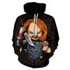 Erkek Hoodies Tişörtü 2021 EST Korku Film Chucky 3D Baskılı Gençler Moda Kapüşonlu Palyaço Giyim Harajuku Hoodie