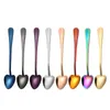 2021 1PC Rainbow Heart Shape Stainless Steel Dessert Coffee Spoon Sugar Honey Ice Cream Tools Kitchen Dinnerware Milk Scoops