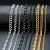 45 cm ketting ketting voor mannen vrouwen, basic punk roestvrij stalen curb link ketting chokers, vintage goud toon solide metalen kraag