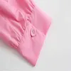 ZA Pink Mini Shirt Jurk Vrouwen Elegante Lange Mouw Elastische Taille Office Laay Summer Jurk Vrouw Mode Poplin Jurken 210602