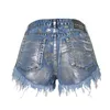 Summer Jean Shorts para mulher cintura alta Mulheres Beach Rivert Ripped Casual Denim Sexy Plus Size 210521