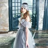Bébé fille gris strass sequin maille robe enfants princesse anniversaire tempérament robe Q0716