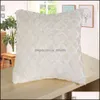 Coussin / Oreiller décoratif Textiles de maison Jardin Doux Confortable Moelleux Solide Peluche Coussin de canapé carré Er Throw Case Decorbox Decor Suppli