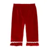 Enfants chemise de nuit rouge velours pyjamas ensembles enfants vêtements de nuit pour filles vêtements costume de sommeil M39401292928