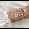 Beaded, Strands Bracelets Jewelry Drop Delivery 2021 Fan Hip-Hop Set Personalized Fashion Star And Moon Geometric Bracelet Fitzr