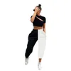 Dames Pant Black White Color Matching Hoge Taille Casual Broek Alle Match Broeken Mode 210513