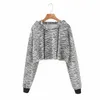 Aelegantmis Zebra Hoodies Two Piece Set Women Soft Casual Cropped Sweatshirts Trousers Loose Pants Drawstring Pullover Suits 210607