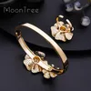 Oorbellen ketting moontree luxe daisy bloem super full micro verharde kubieke zirkoon bangle ring set Nigeriaanse sieraden voor vrouwen