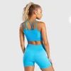Yushuhua Dikişsiz Spor Bras Fitness Şort Yoga Set Spor Nefes Streç Kadın Takım Koşu Eğitim Giyim 210802