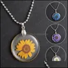 Hängsmycke Halsband Hängsmycken Smycken Naturlig Torkad Blomma För Kvinnor Transparent Resin Real Dry Round Gift Drop Leverans 2021 L8ZE0