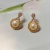 Coreano perla naturale grande 14K oro zircone orecchini regali per feste da donna orecchini gioielli di moda 2021