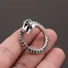 S925 Sterling Dinosaurier Skelett Offene Männer Frauen Echt Silber Kreative Punk Persönlichkeit Große Resizable Ring Schmuck