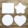 Sublimering Blank Bildparty Favor Pussel DIY Coloring Jigsaws Child Square Five Pethed Star Painting Leksaker Vit Presentpapper LLD11102