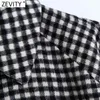 Jesień Winter Women Vintage Plaid Drukuj Płaszcz Płaszcz Kobiet Z Długim Rękawem Casual Luźna Kieszonkowa Kurtka Chic Topy CT621 210420