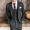 Latest Design 3-piece Male Casual Formal Business Plaids Suit For Men's Fashion Boutique Plaid Wedding Dress Men Suits & Blazers