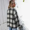 Moda Otoño Invierno de manga larga camisa a cuadros suelta chaqueta abrigos mujeres Casual Plaid abrigos tops para mujeres chaqueta vintage 210514