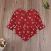 0-24m primavera outono nascido infantil bebê menina flor romper ruffles macacão vermelho manga longa roupas trajes 210515