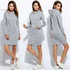 Sweats à capuche pour femmes Sweatshirts Femmes Slim Hooded Long Sleeve Solid Pencil Pullover Coton Mélange À Capuche Printemps Automne Robe Rouge Gris Noir Cas