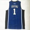 Schip van US Kyrie Irving #1 College Basketball Jersey Allemaal gestikte witte zwarte topkwaliteit