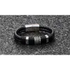 2021 europeiska och amerikanska nya punk svartbrun ljusbruna braid läderarmband för män coola Stainls stålarmband MENS301V6143074