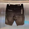 Herrbyxor skor shorts jean knä längd smal graffiti blommor rippade capris shkinny jeans designers män s