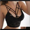 Camisoles & Tanks Womens Apparel Drop Delivery 2021 Women Wireless White Bras Lace Bandage Sexy Bralette Push Up Wire Deep V Lingerie Underwe