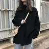 Turtleneck Collar Sweater Spring Autumn Pattern Long Sleeve Solid Knitting Pulloveres Overszie Casual Women Black Blue 211018