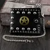 Houder lederen portemonnee mannen jongens punk studded kaart met veilige ketting