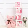 Alphabet Name Transparent Packing Box Wedding Balloon Baby Shower Boy Girl 1st Birthday Party Decor Kids Latex Gift Y0622
