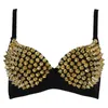 Mulher sexy All-Sobre Spike Rebite Dança Bra Metálico Estilo Do Punk Nightclub Wear W715 210623