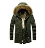 Mens Designer Slim Fur Hooded Trench Coats Vinter Tjockad Mid-Length Jackor Mäns Casual Färg med Velvet Tjock Full Zip Jacka Plus Storlek