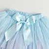 Girls Tutu Sequins Skirts Kids Clothes Bow Layered Princess Pleated Mesh Children Party 220216