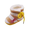 2021 Baby Winter Botki Noworodka Baby Girl Boots Miękkie Ciepłe Stripe Baby Side Paski Bawełniane Buty G1023