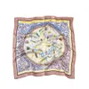 100% soie naturelle femmes foulards à col carré carte du monde imprimé crêpe satin uni écharpe mouchoir bandana 53*53 cm